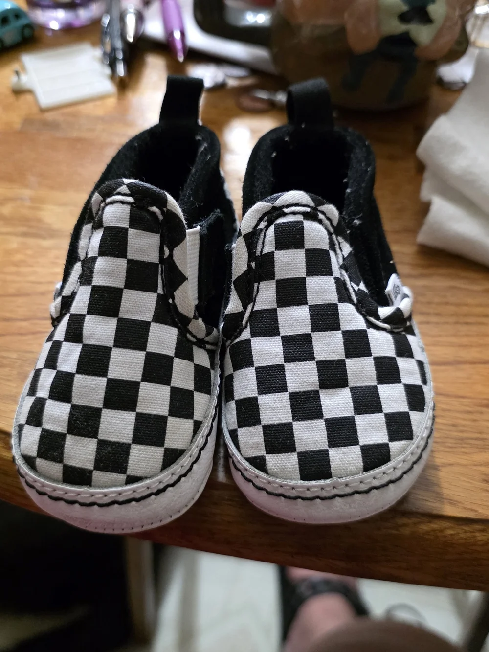 Vans Slip On V Crib Black True White Checkerboard Infant Shoes